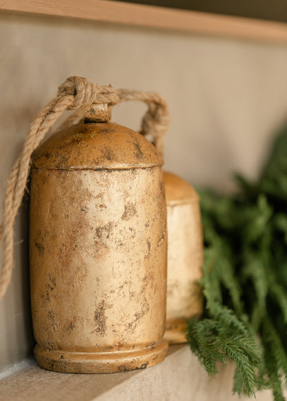 10.25" Long Gold Bell with Jute Gifts