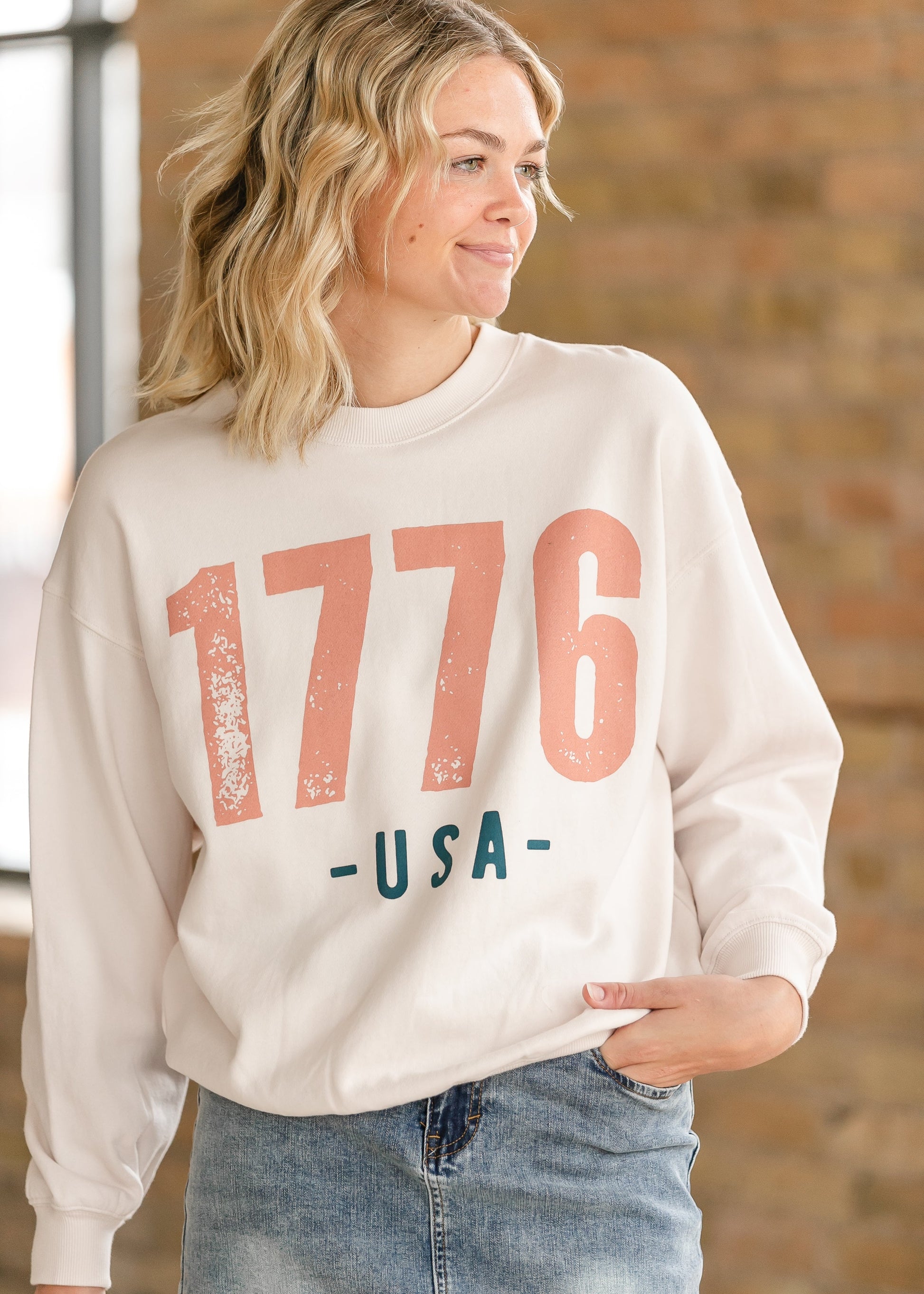 1776 Graphic Crewneck Sweatshirt FF Tops