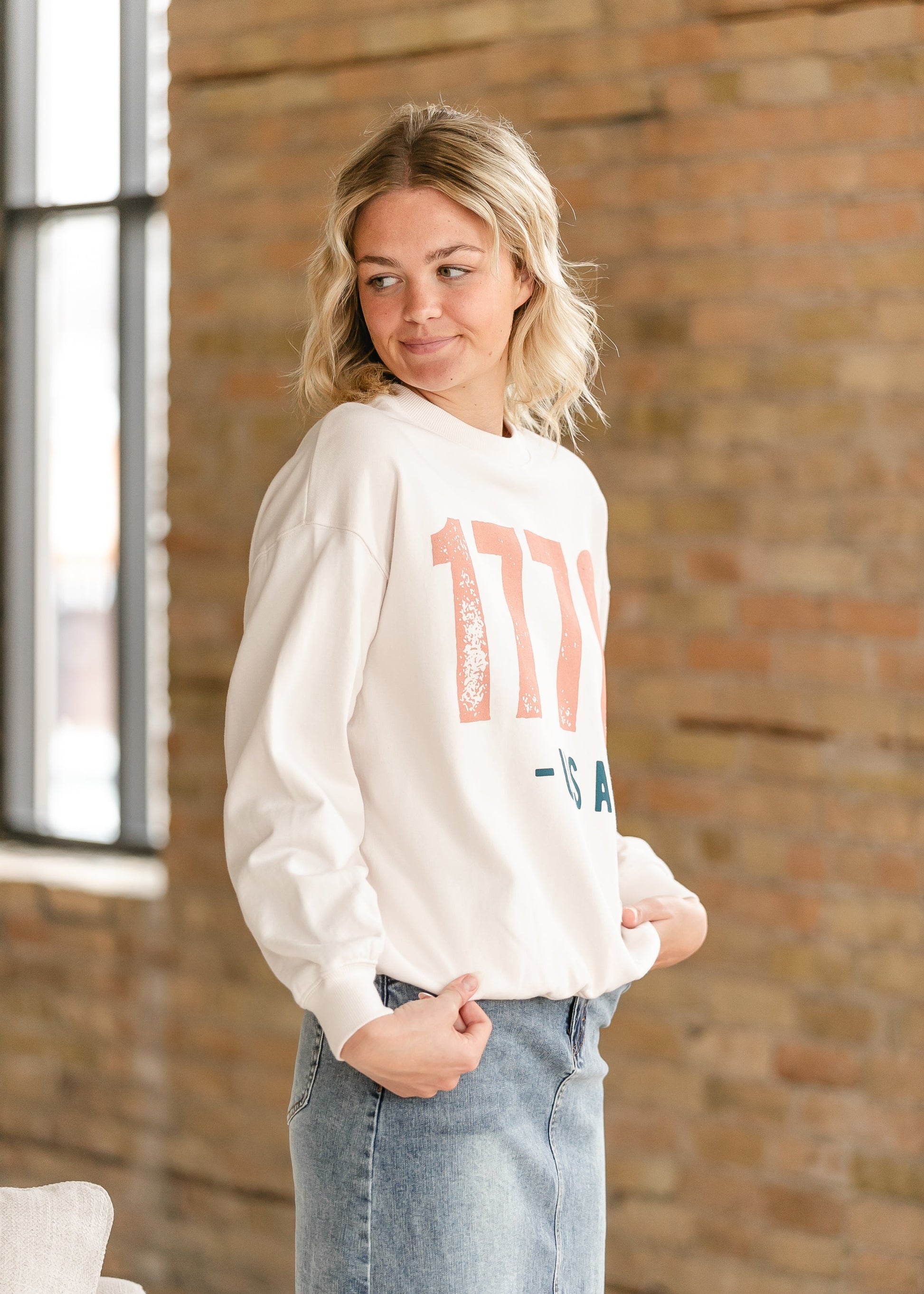 1776 Graphic Crewneck Sweatshirt FF Tops