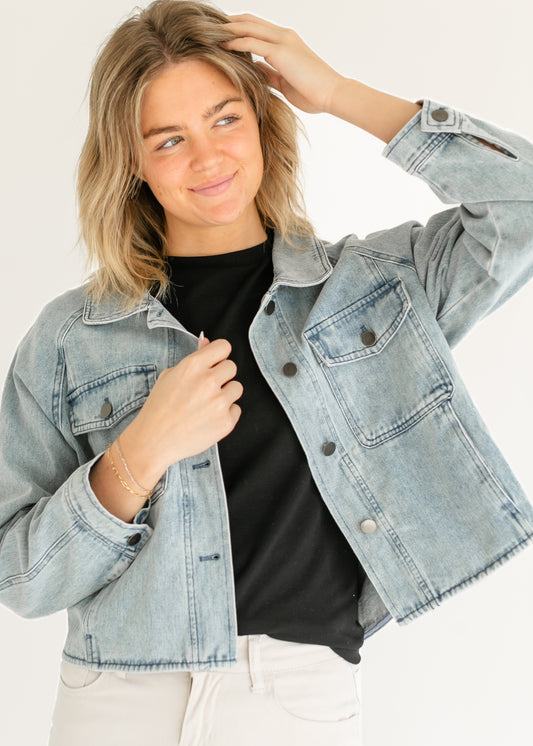 Bobbi High Low Denim Utility Jacket