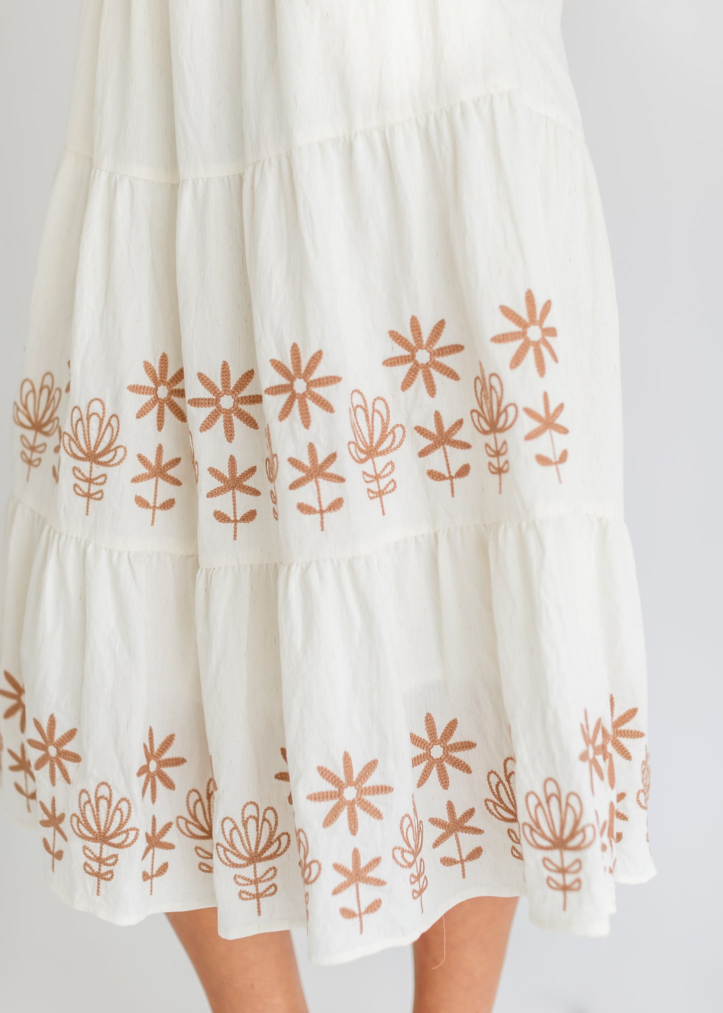 Embroidered Tiered Short Sleeve Maxi Dress FF Dresses