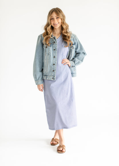 Emmy Light Wash Oversized Denim Jacket FF Tops