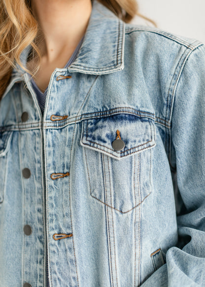 Emmy Light Wash Oversized Denim Jacket FF Tops