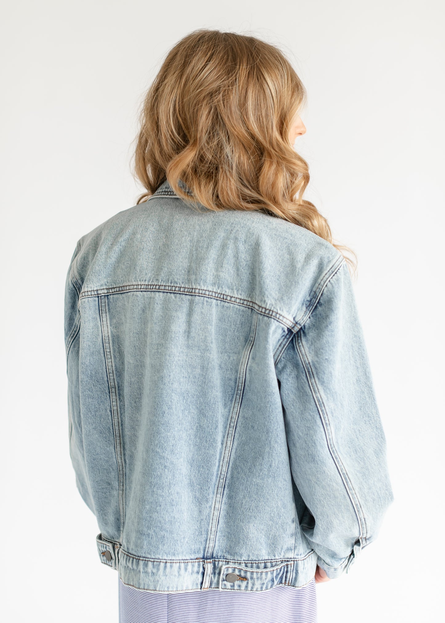 Emmy Light Wash Oversized Denim Jacket FF Tops