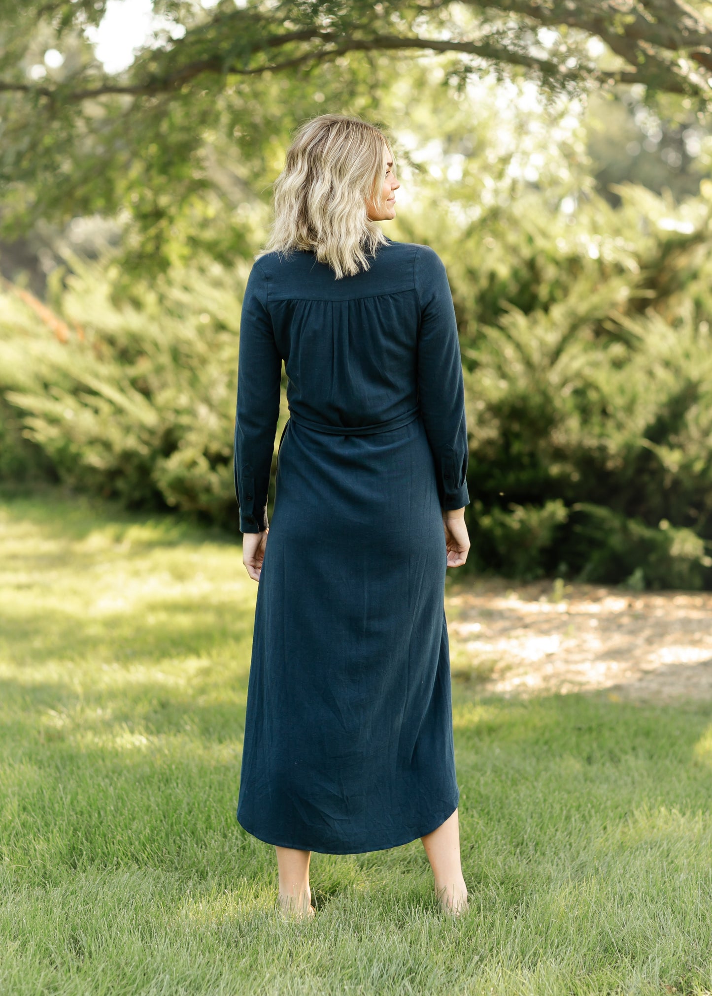 Essential Long Sleeve Linen Shirt Dress