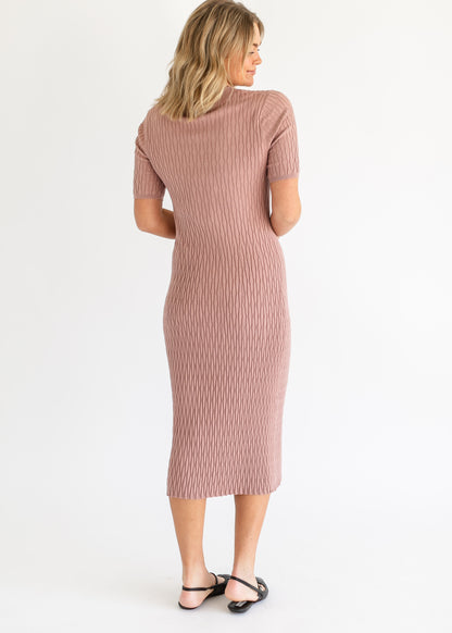 Fara Textured Knit Midi Dress FF Dresses