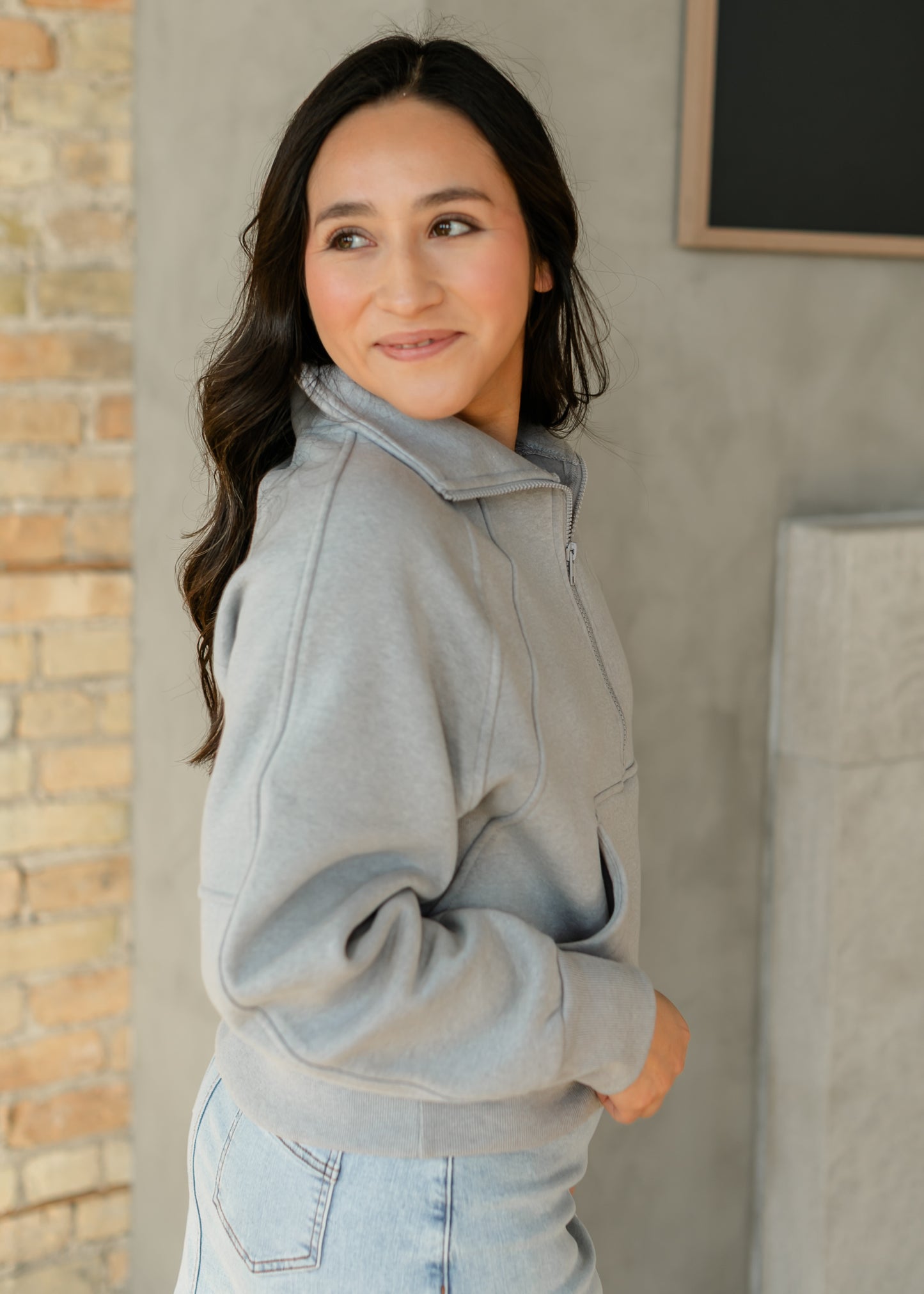 Fleece Half Zip Funnel Neck Sweatshirt