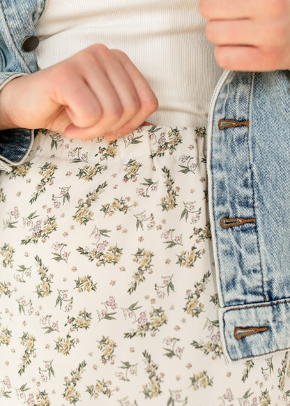 Floral Print Handkerchief Midi Skirt