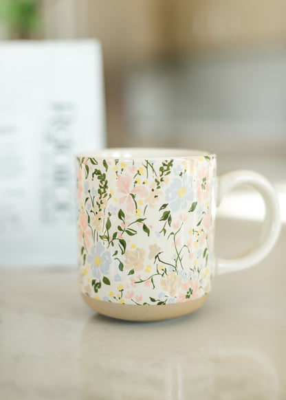 Floral Stoneware Coffee Mug