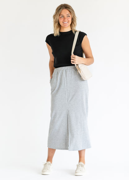 French Terry Front Slit Maxi Skirt - FINAL SALE