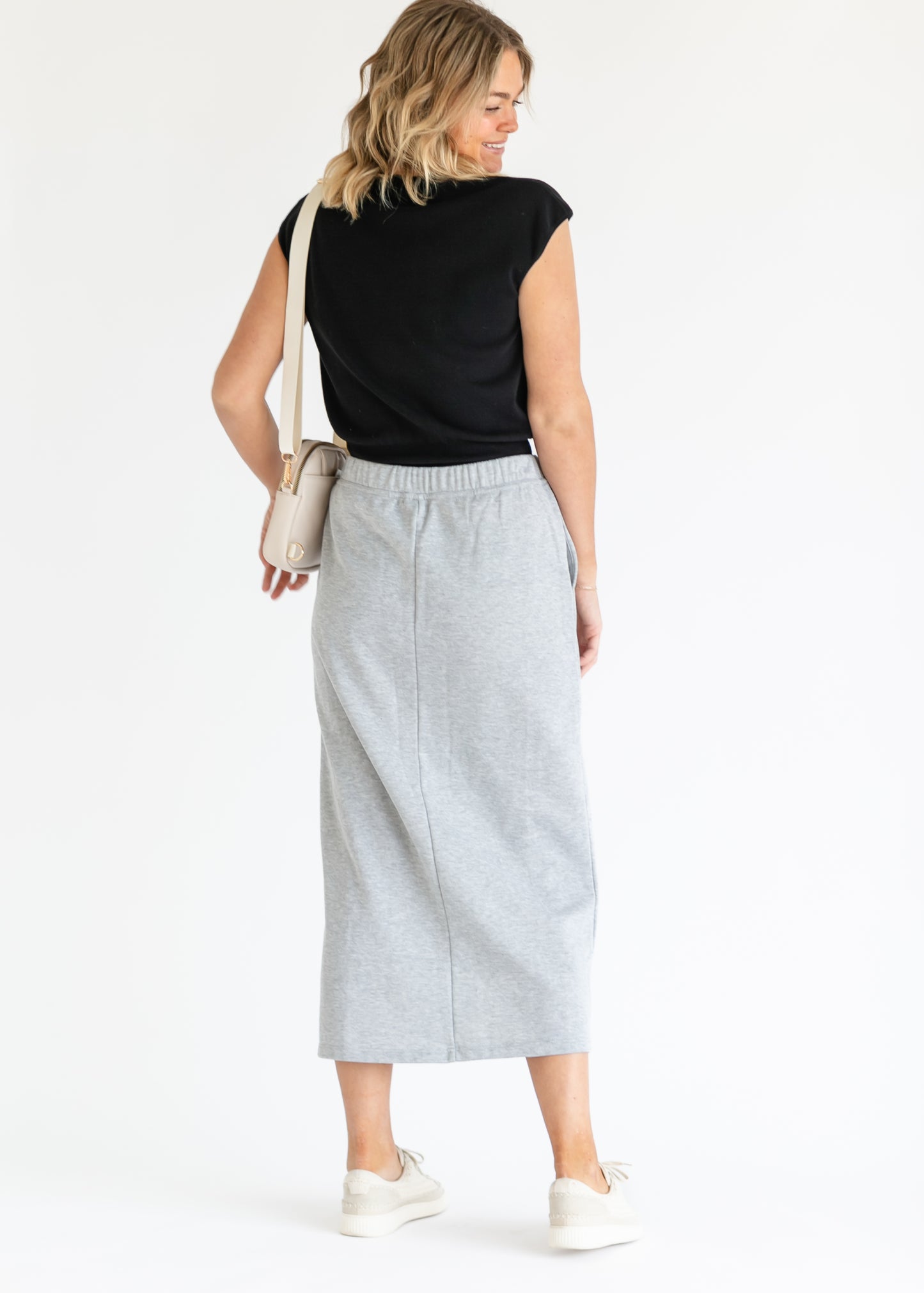 French Terry Front Slit Maxi Skirt - FINAL SALE