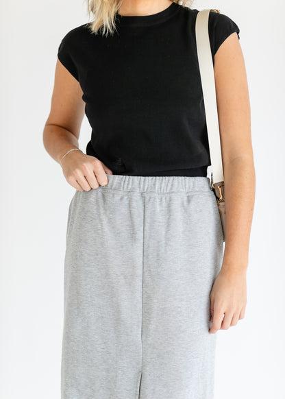 French Terry Front Slit Maxi Skirt - FINAL SALE