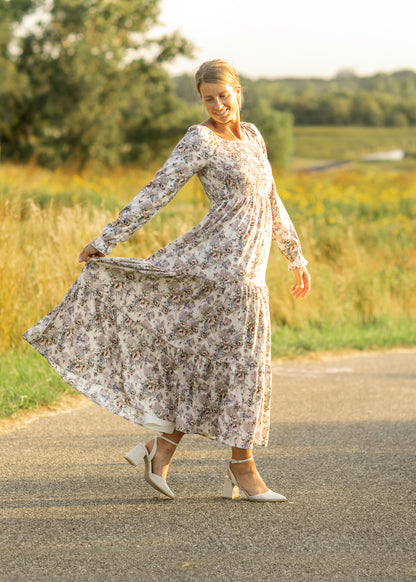 Gia Smocked Long Sleeve Maxi Dress