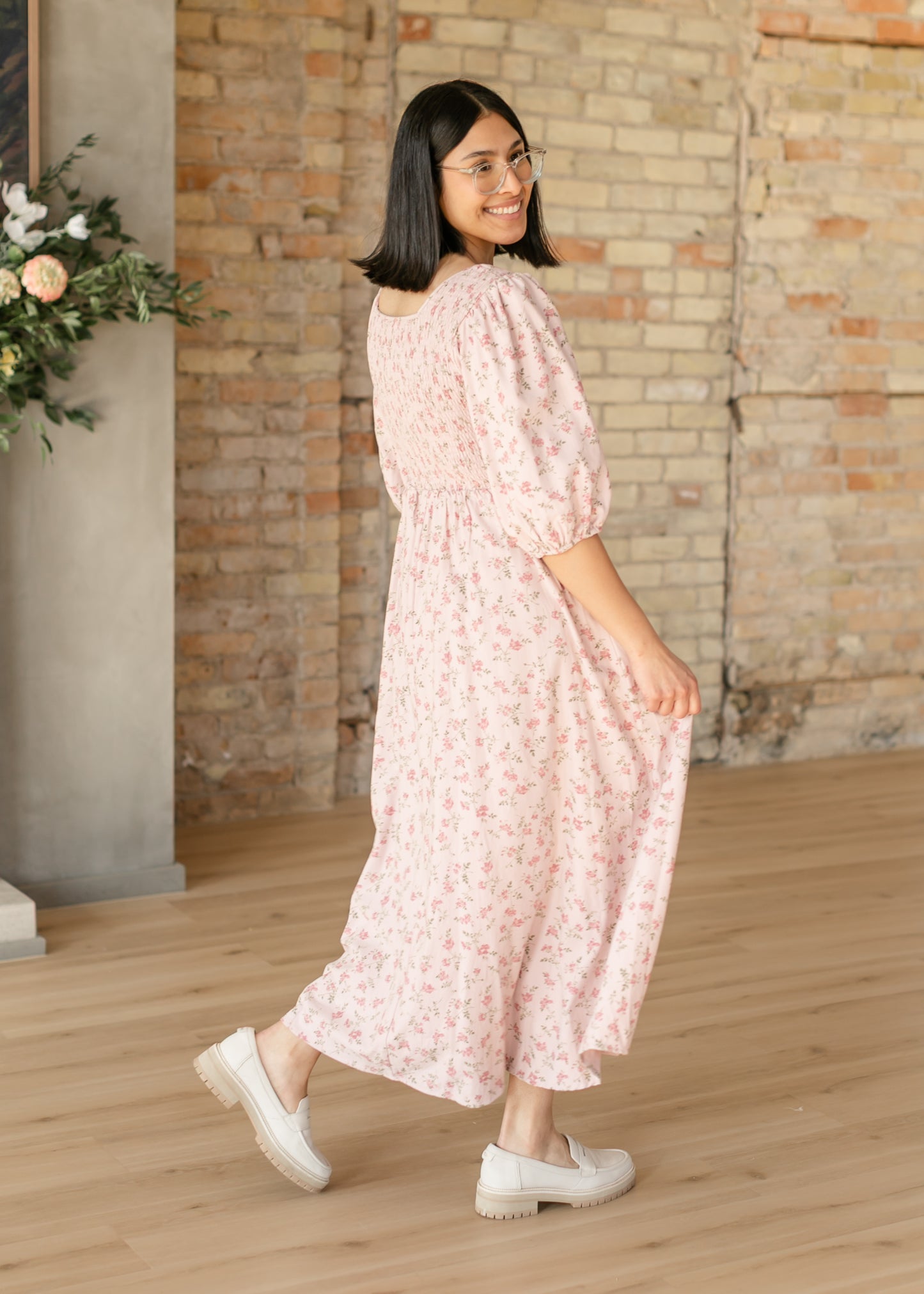 Kayleen Smocked Bodice Floral Maxi Dress