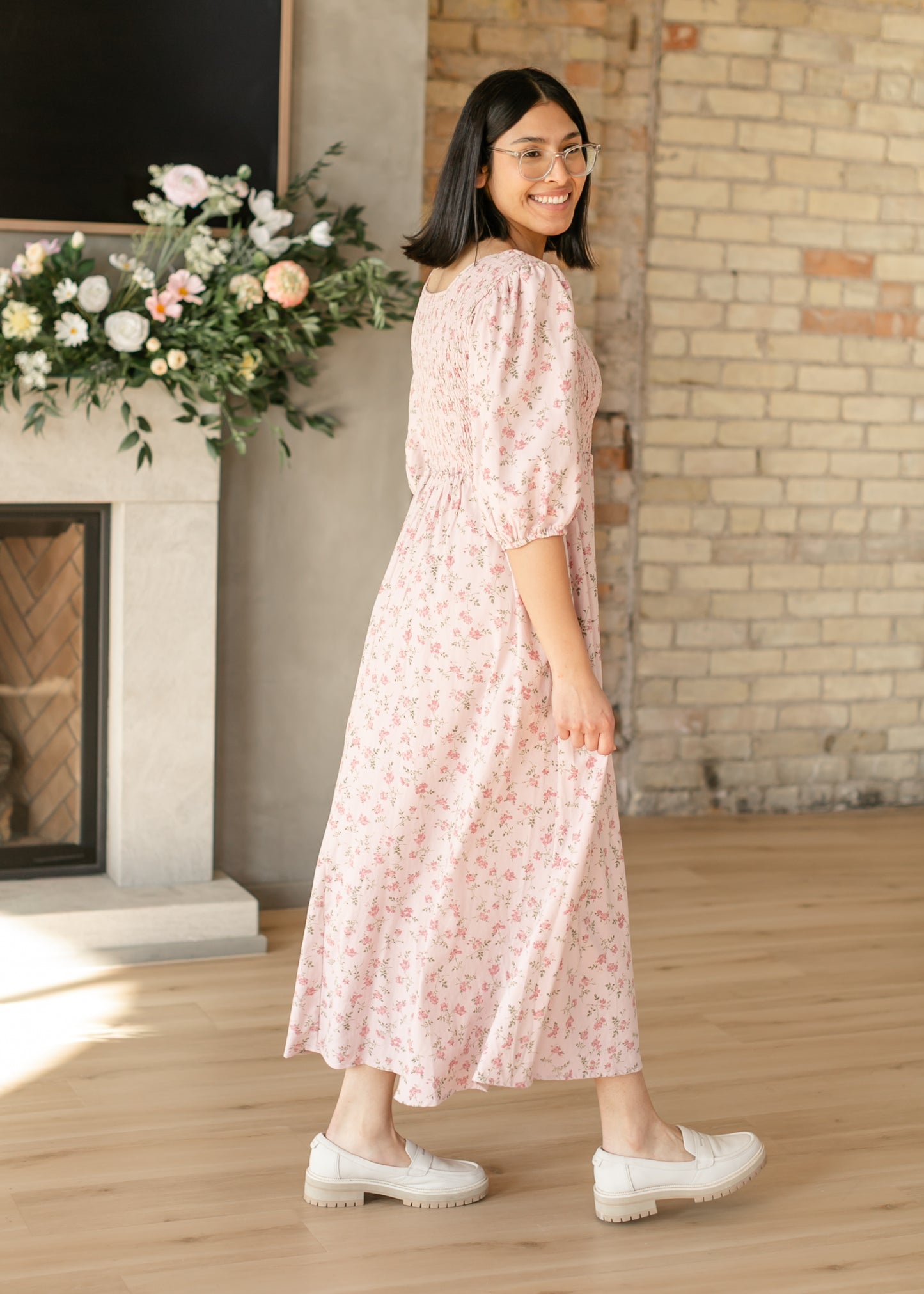 Kayleen Smocked Bodice Floral Maxi Dress