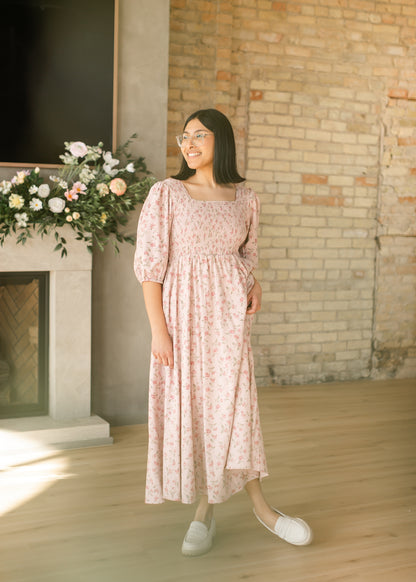 Kayleen Smocked Bodice Floral Maxi Dress