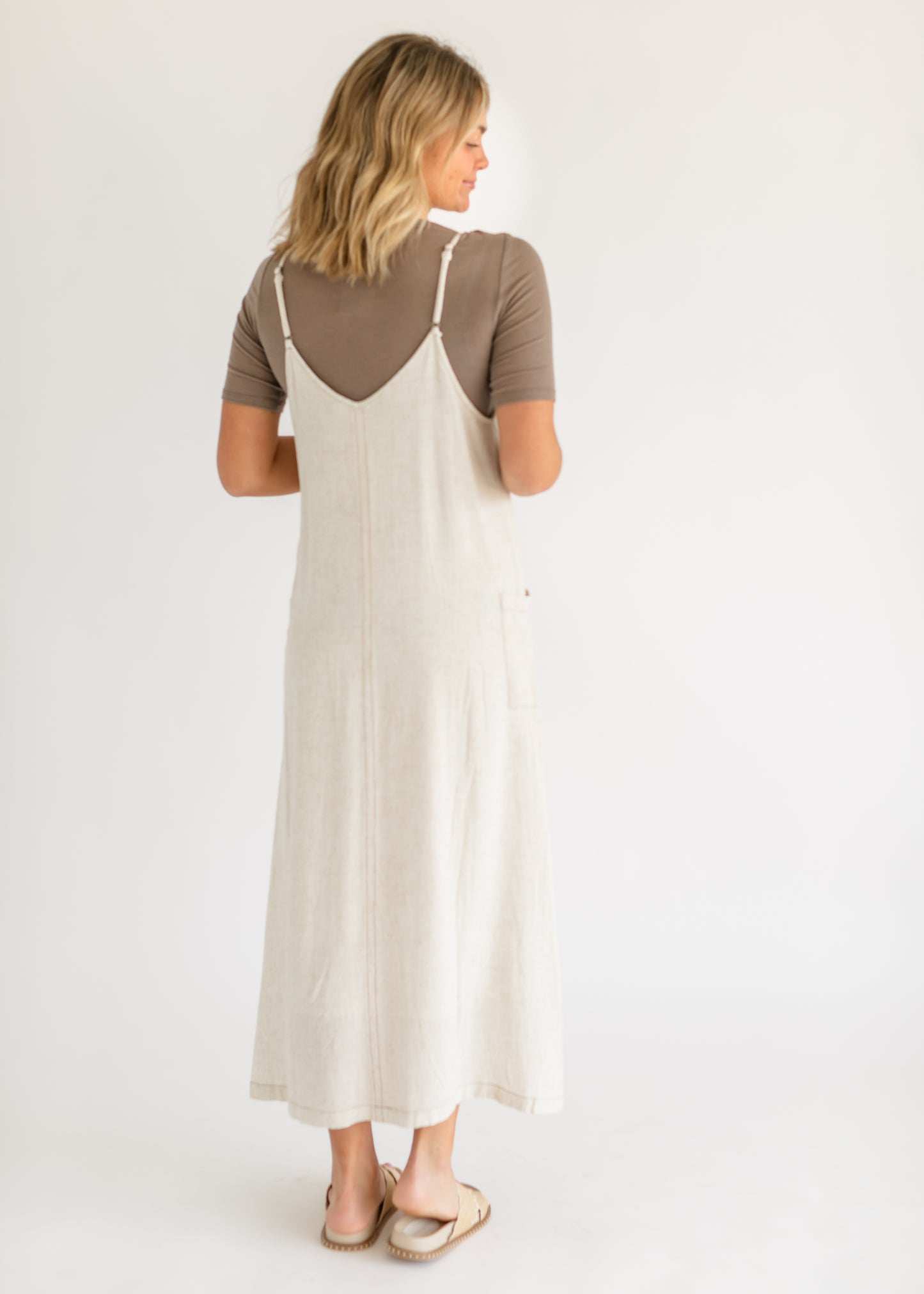 Linen Blend Overall Dress FF Dresses