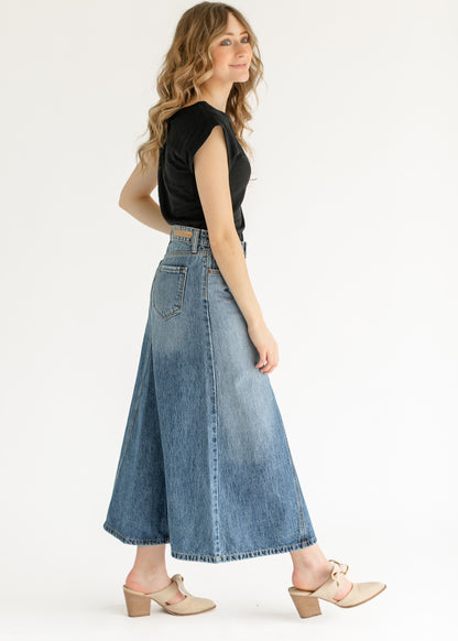 Low Rise A-line Denim Skirt