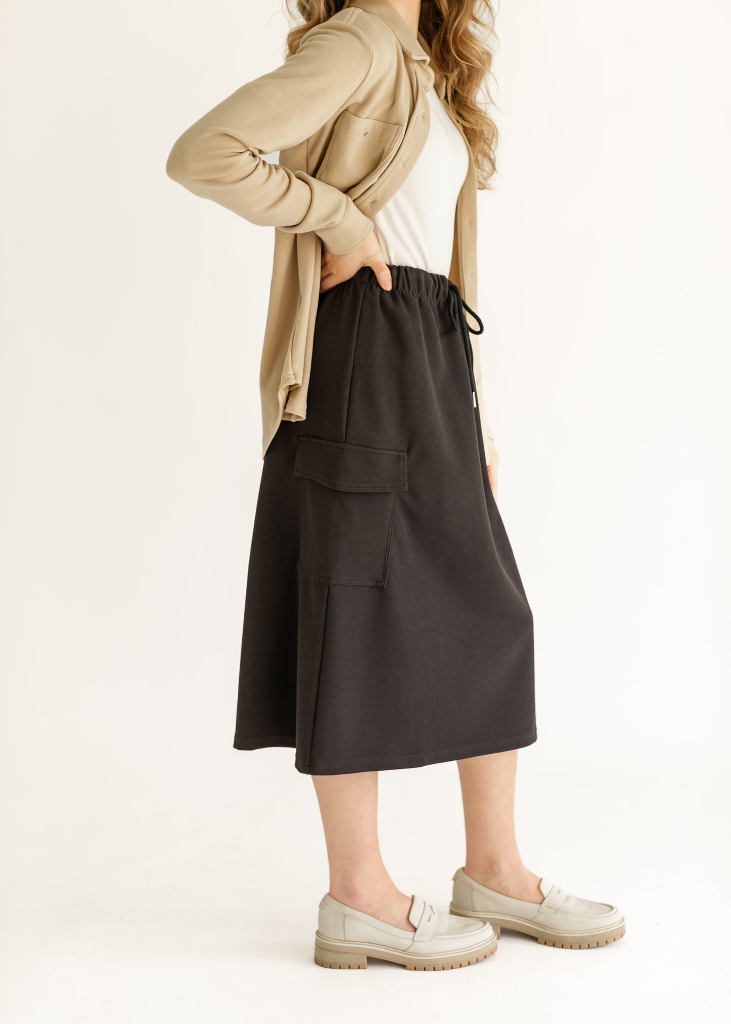 Mazie Midi A-line Cargo Skirt