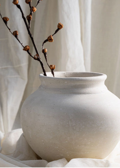 Natural White Paper Mache Vase Large