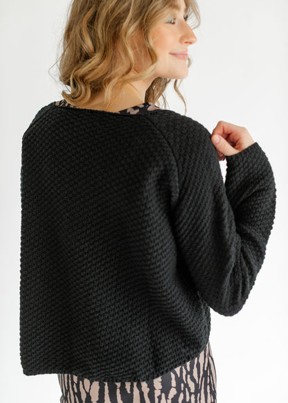 Opal Black Knit Front Button Cardigan