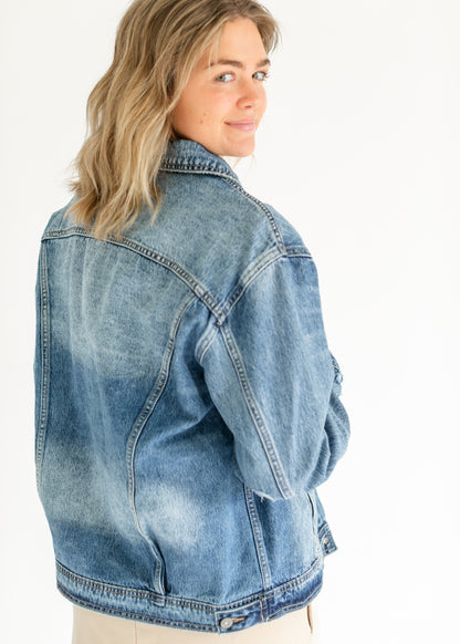 Oversized Denim Distressed Jacket