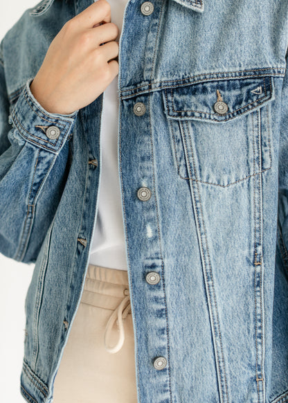 Oversized Denim Distressed Jacket