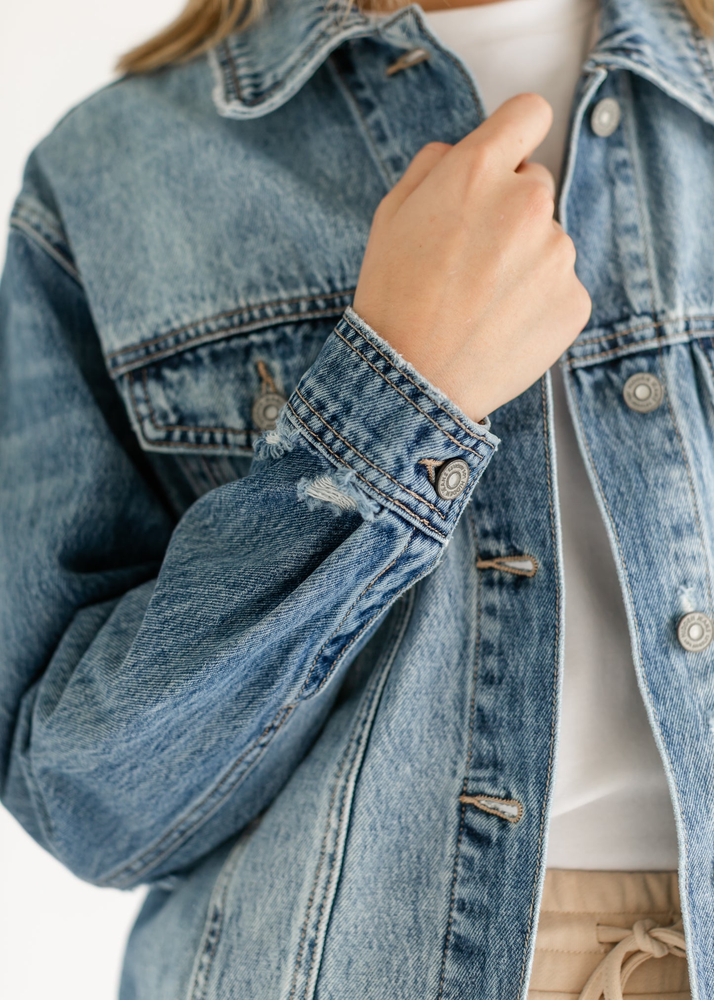 Oversized Denim Distressed Jacket