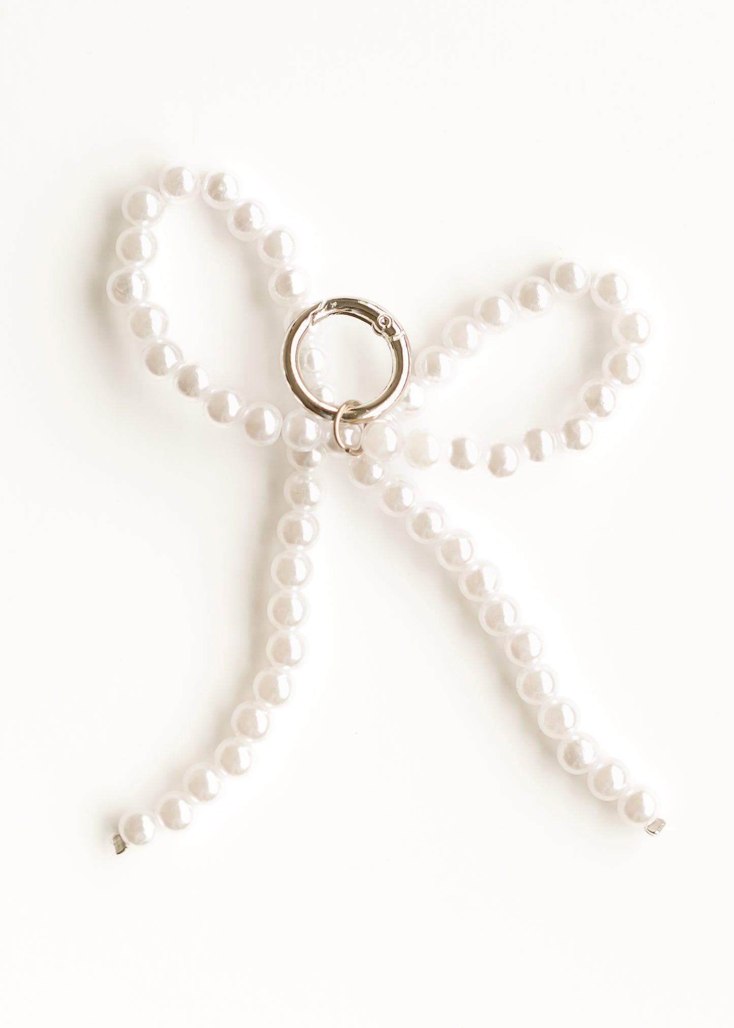 White Pearl Bow Purse Charm