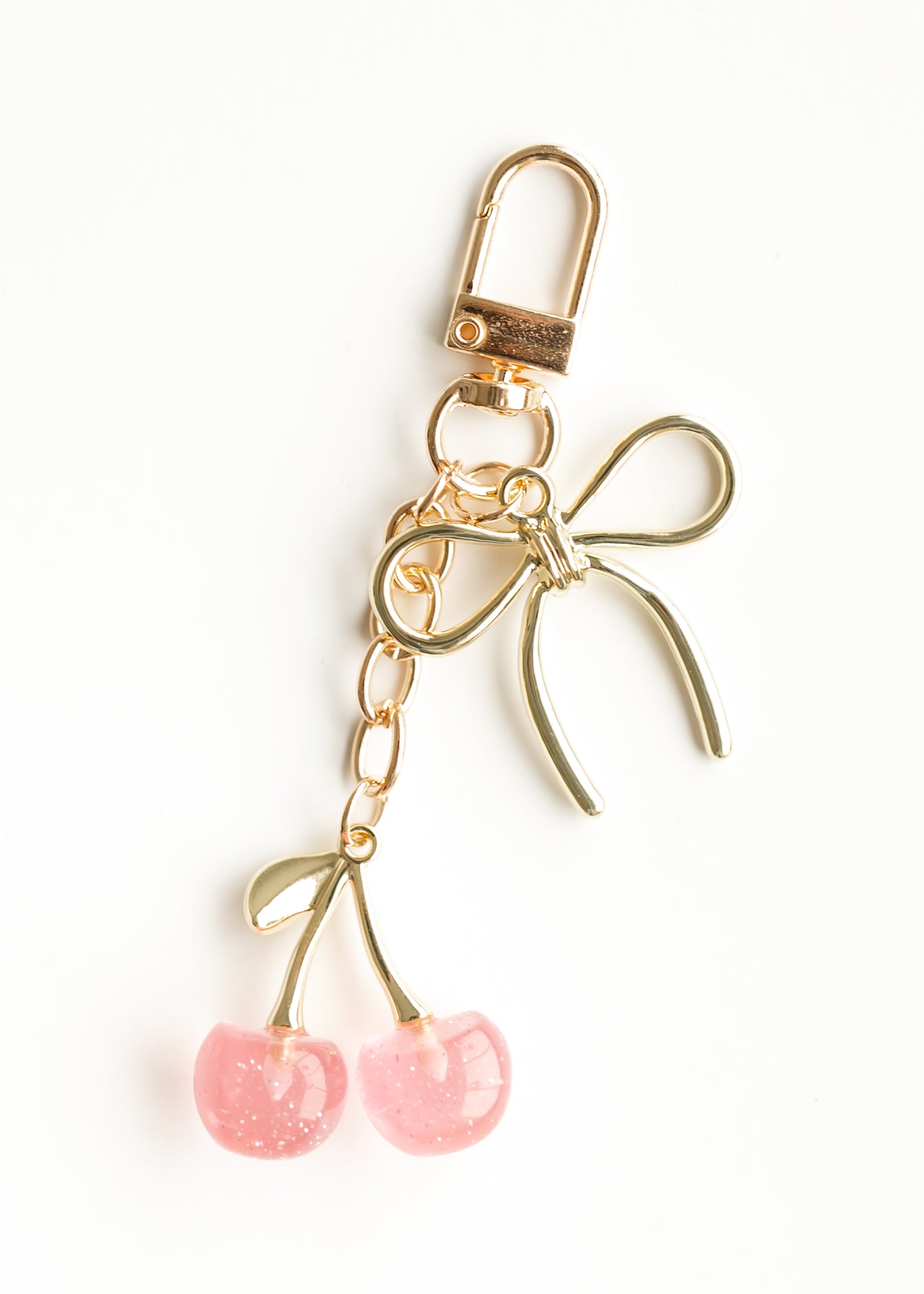 Pink Cherry with Gold Bow Purse Charm