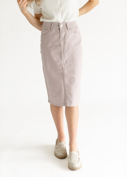 Remi Lilac Denim Midi Skirt