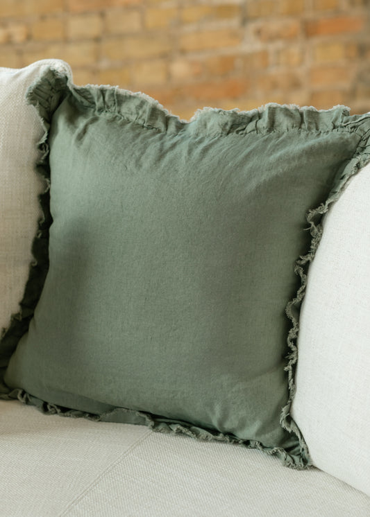 Ruffled Linen Cushion Cover Pillowcase