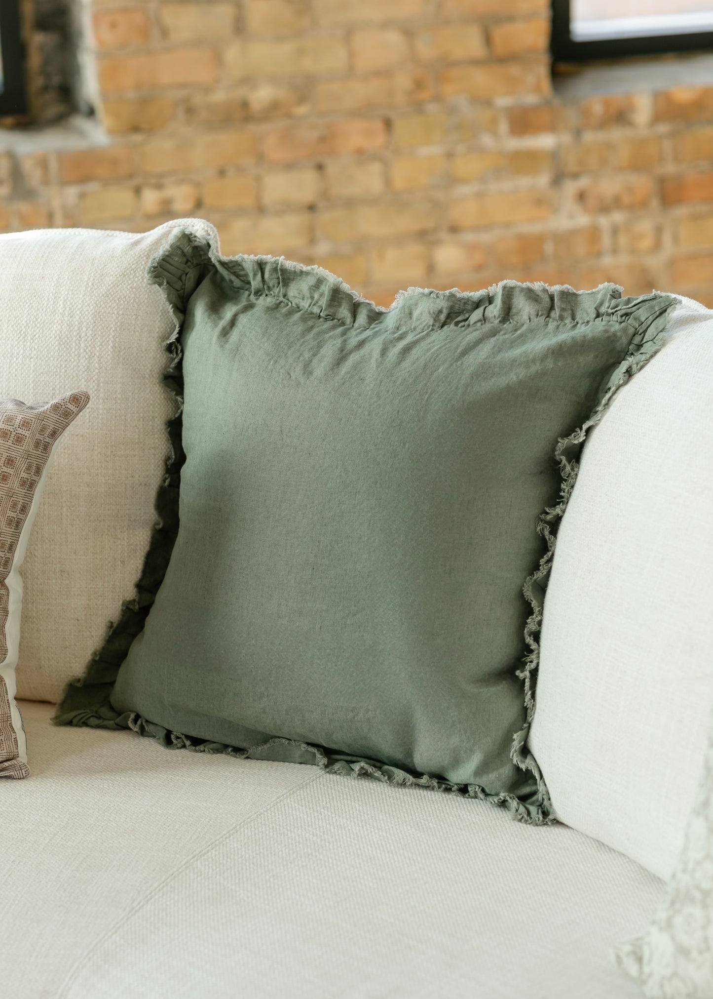 Ruffled Linen Cushion Cover Pillowcase