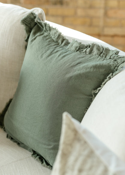 Ruffled Linen Cushion Cover Pillowcase