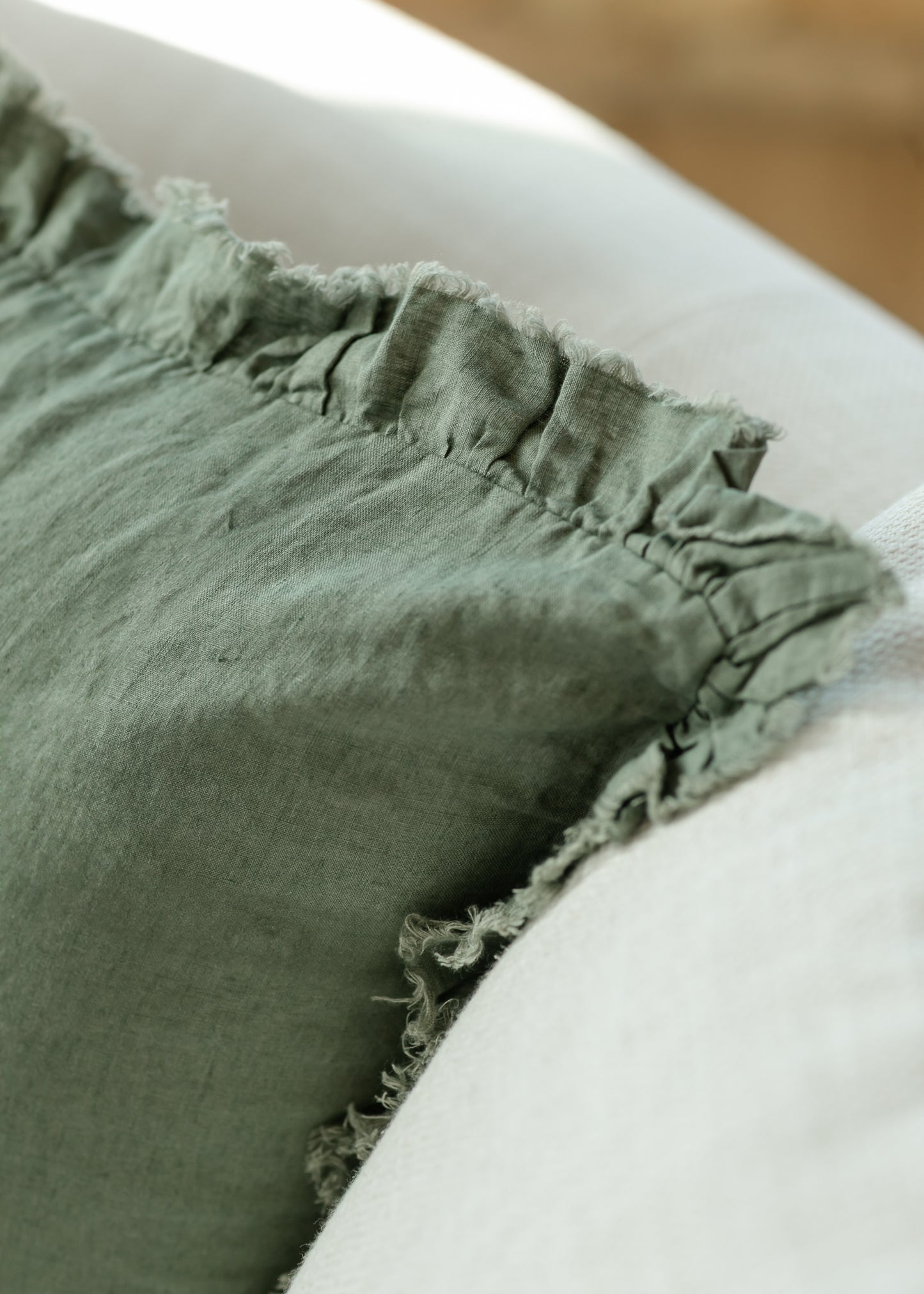 Ruffled Linen Cushion Cover Pillowcase