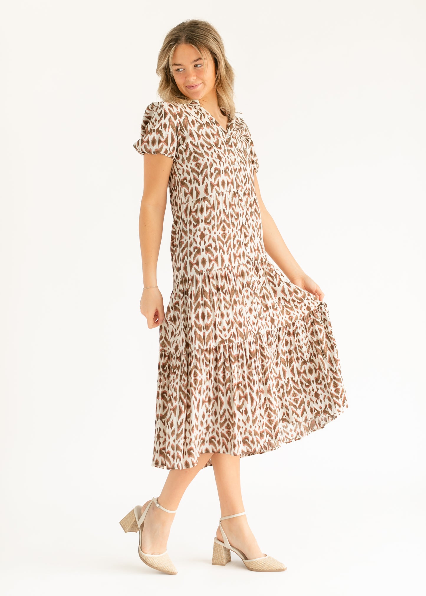 Short Sleeve Casablanca Print Maxi Dress FF Dresses