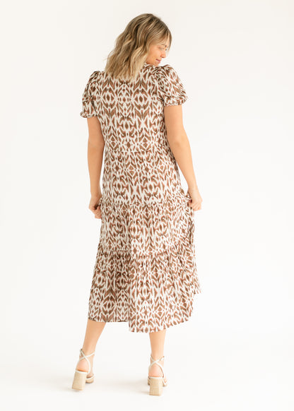 Short Sleeve Casablanca Print Maxi Dress FF Dresses