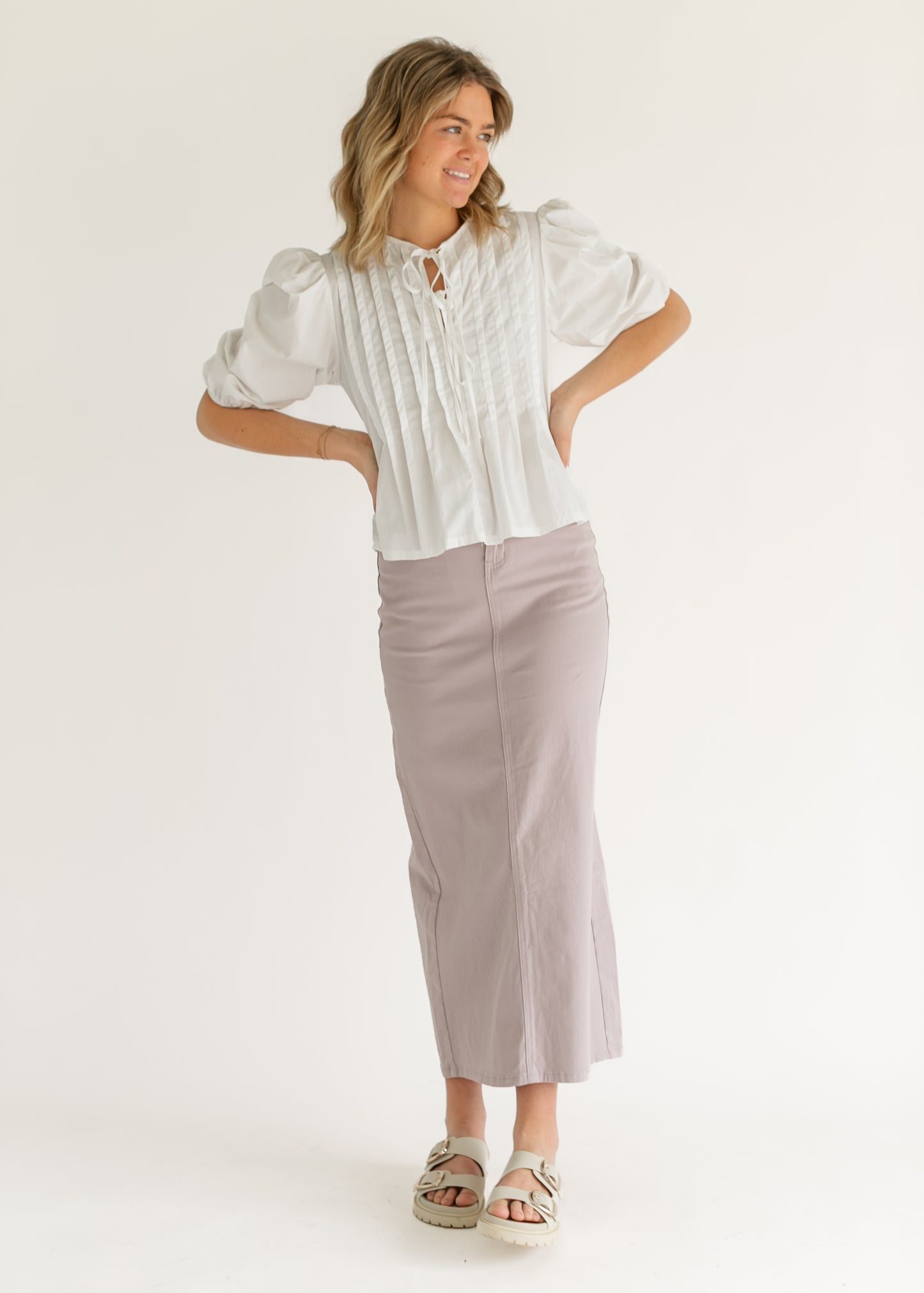 Stella Lilac Denim Maxi Skirt