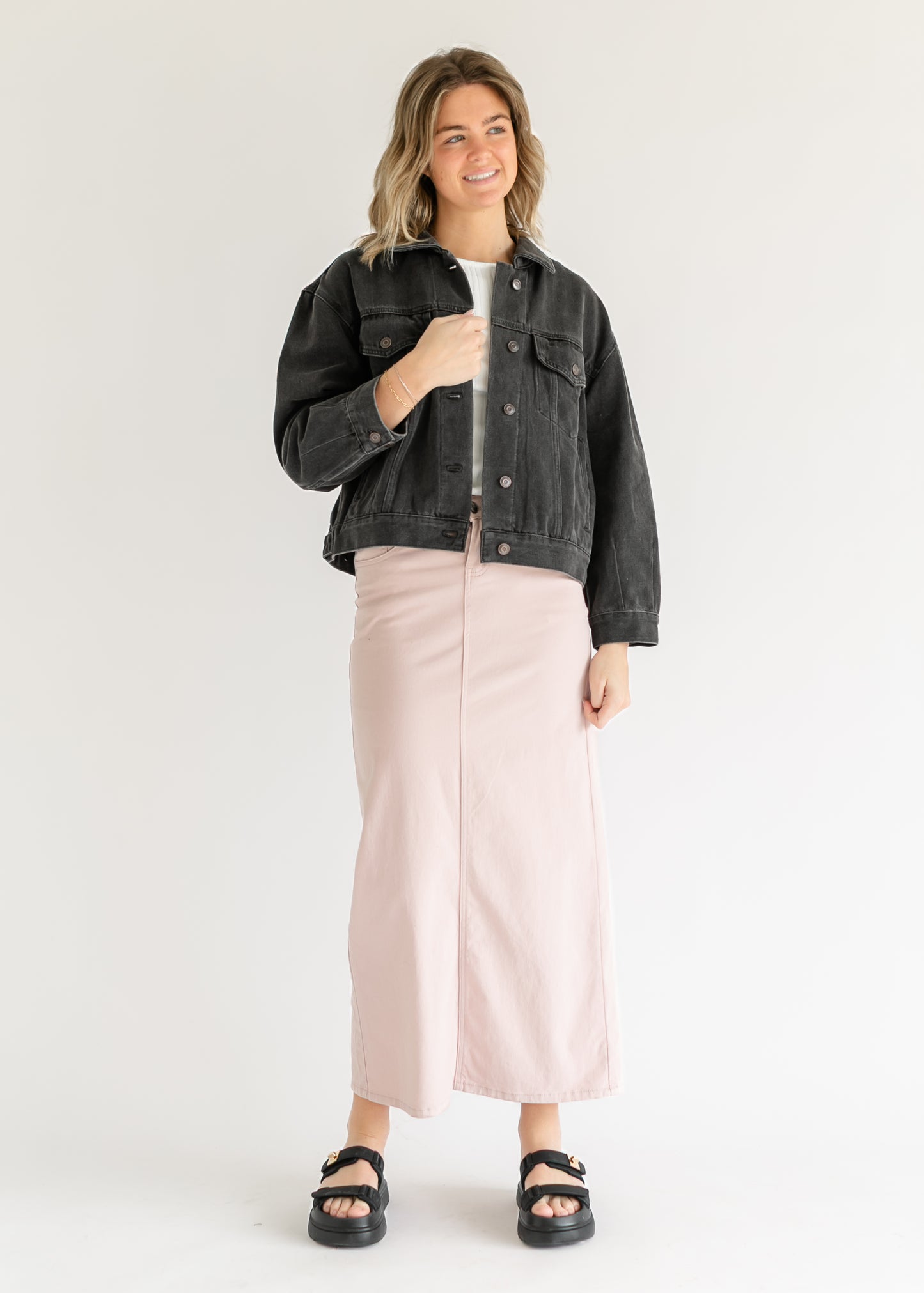 Stella Rose Denim Maxi Skirt