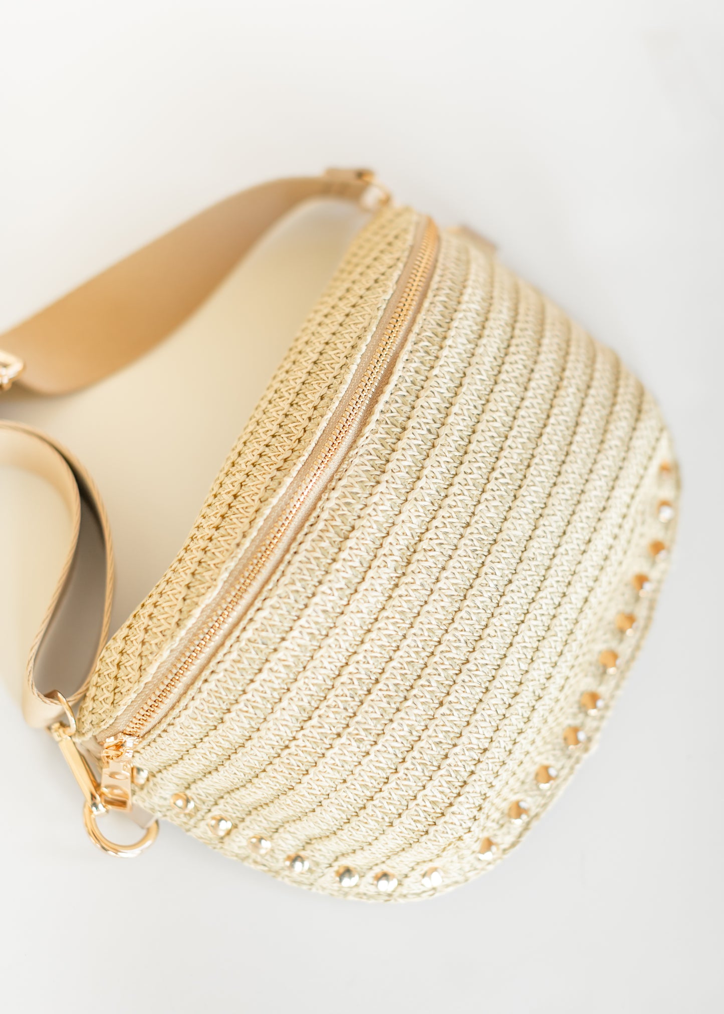 Straw Studded Belt Bag