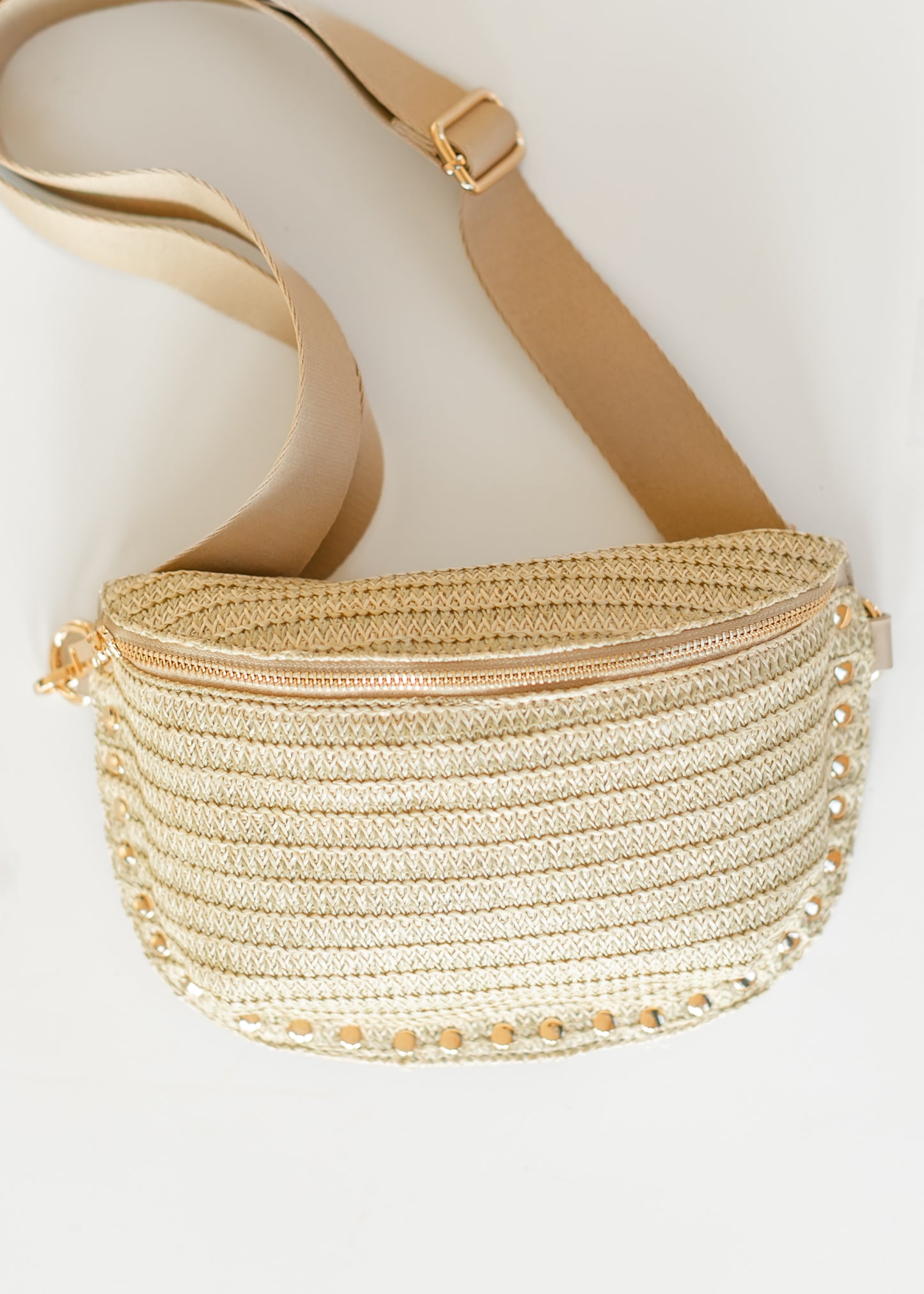 Straw Studded Belt Bag