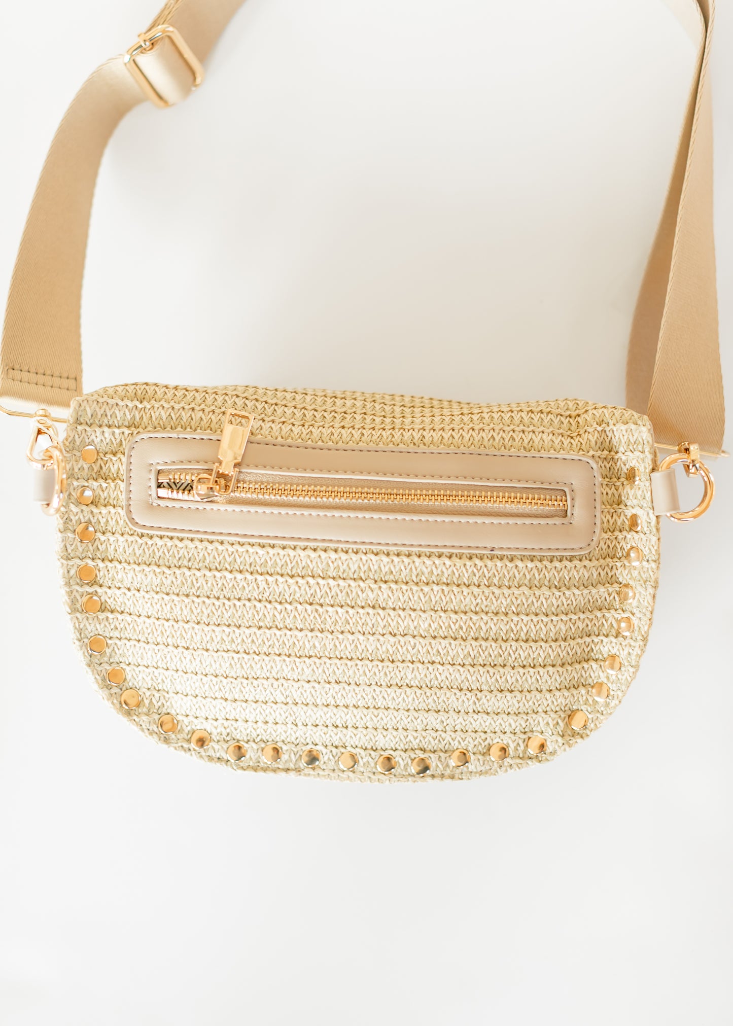 Straw Studded Belt Bag