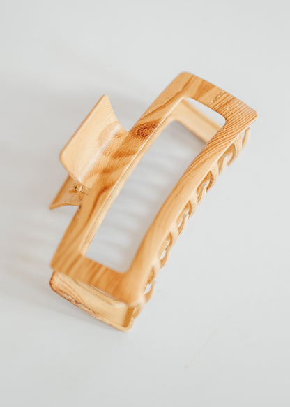 Wood Grain Metal Hair Claw Clip