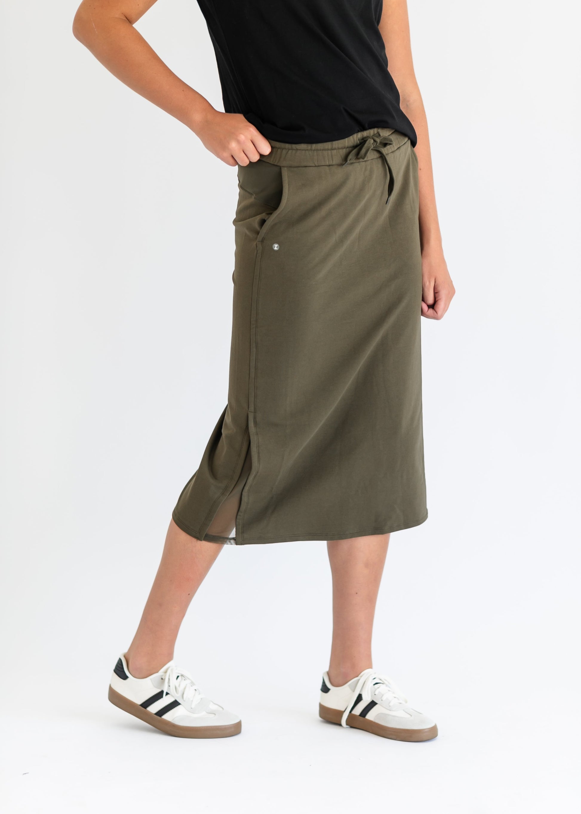 Abbie Mesh Detail Knit Midi Skirt IC Skirts