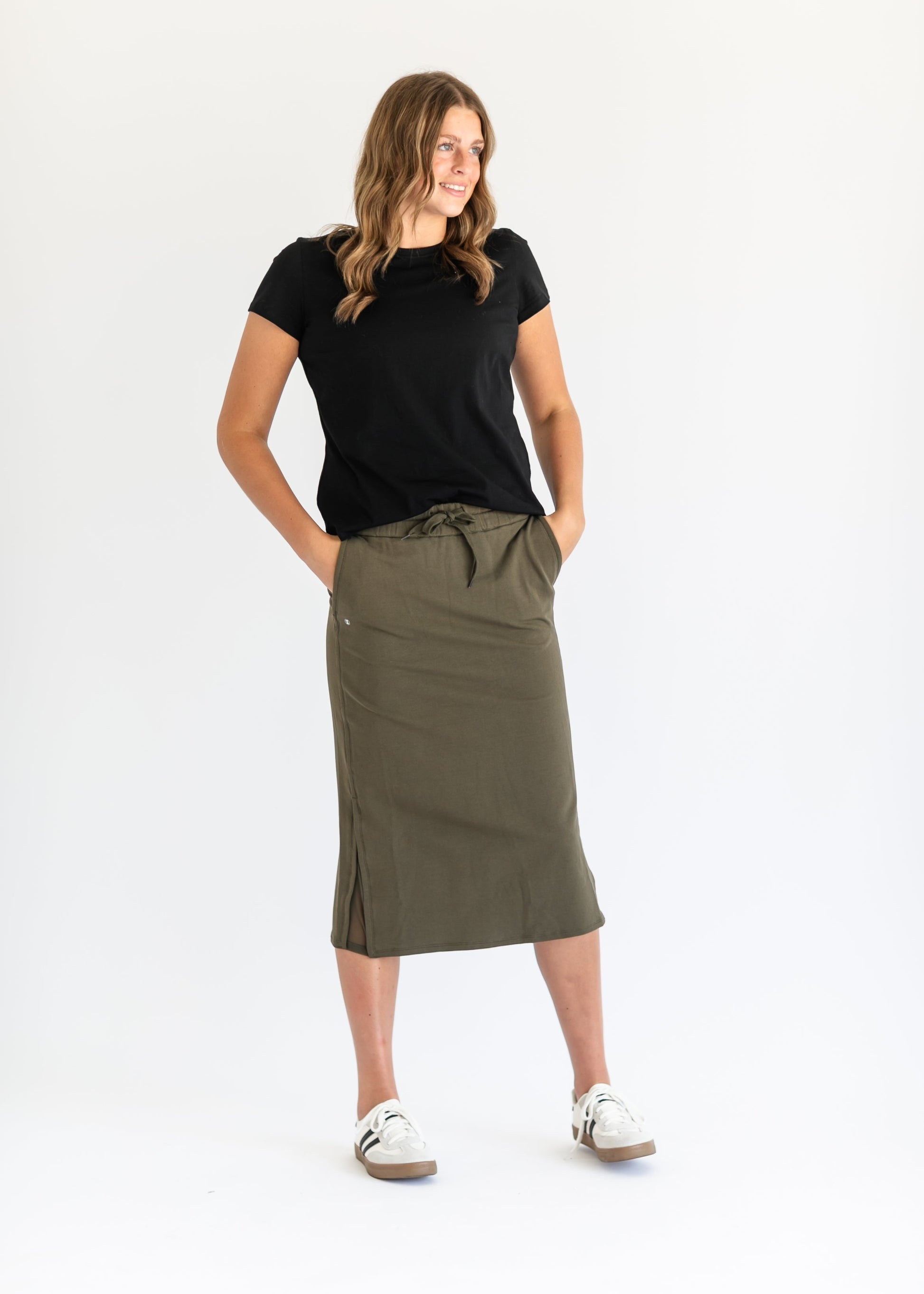 Abbie Mesh Detail Knit Midi Skirt IC Skirts