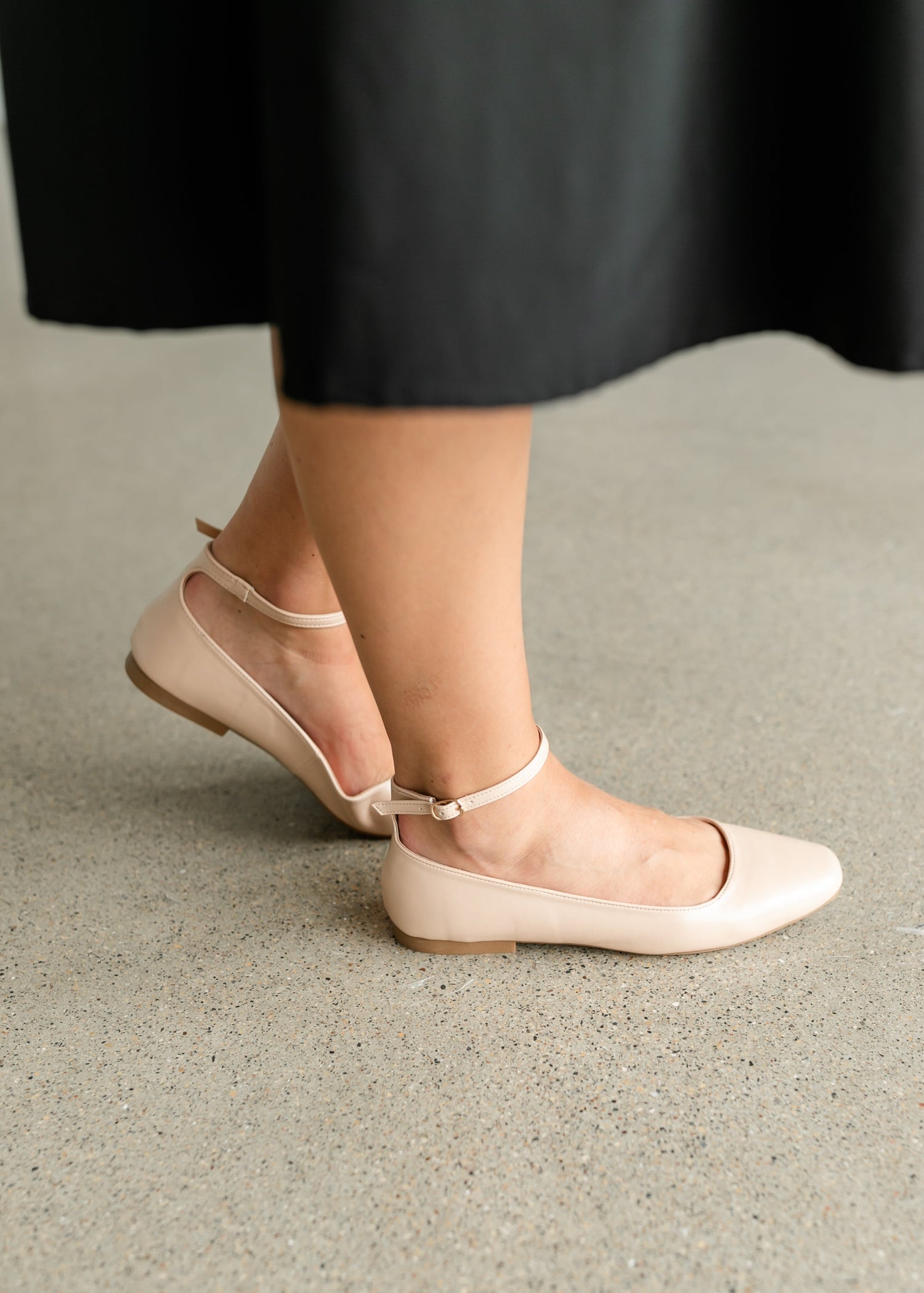 Ankle Strap Square Toe Ballet Flats Shoes