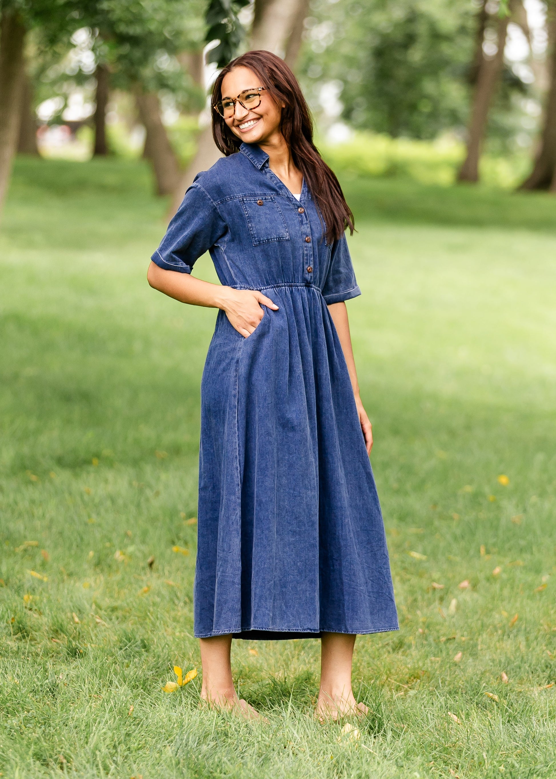 Aspen Denim Button Up Maxi Dress FF Dresses