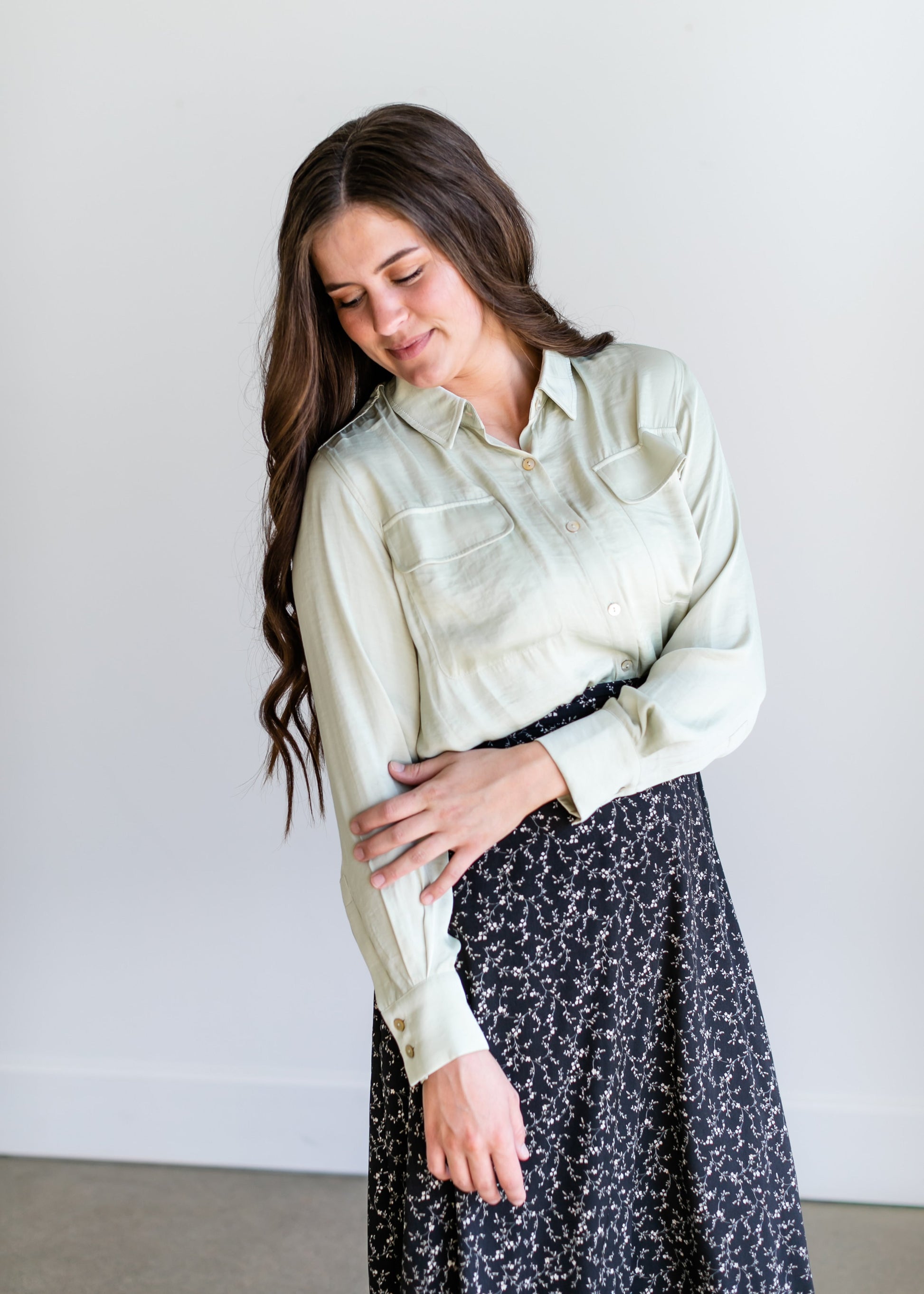 Augustana Satin Button Down Top - FINAL SALE FF Tops