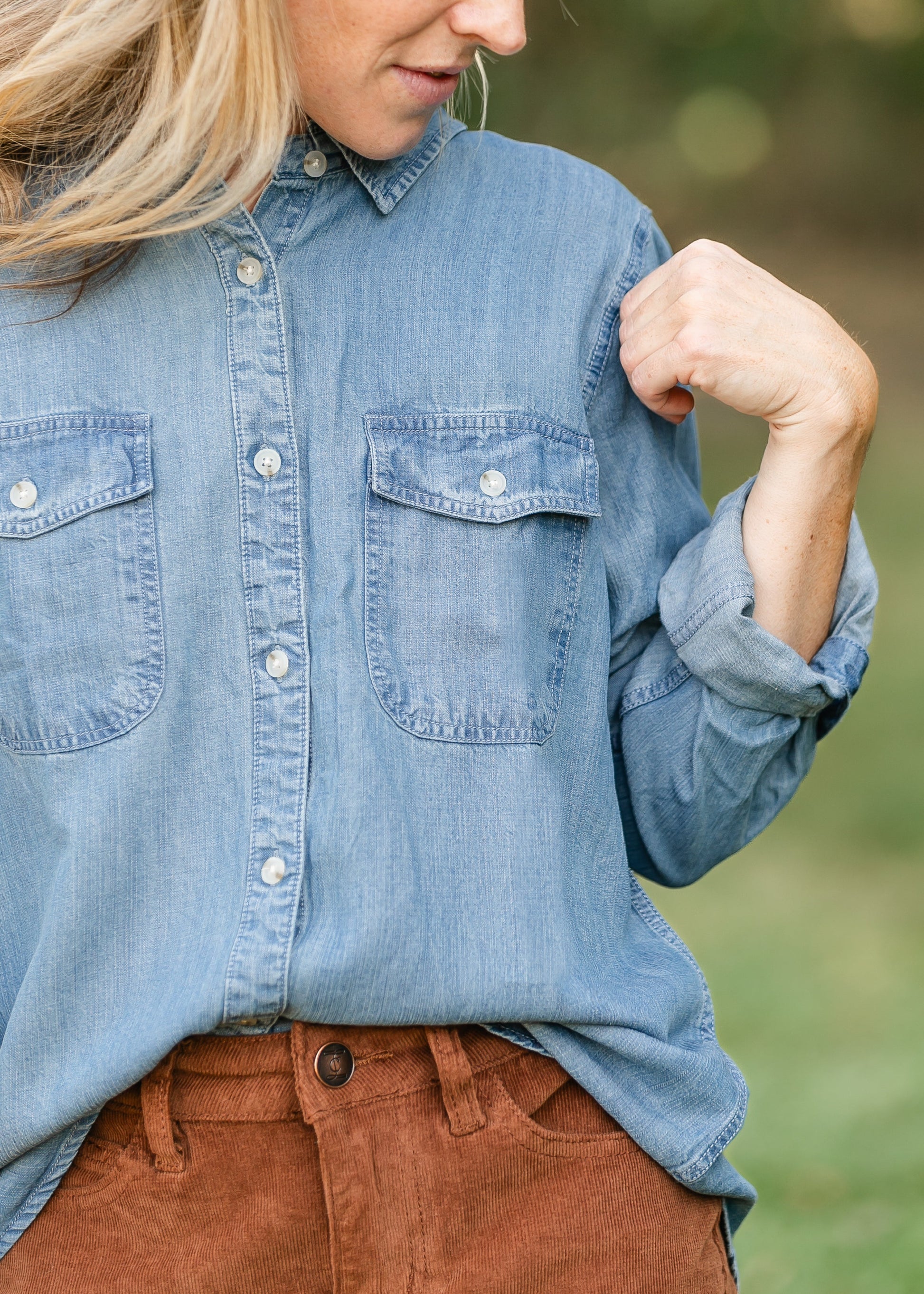 Beau Long Sleeve Denim Top FF Tops