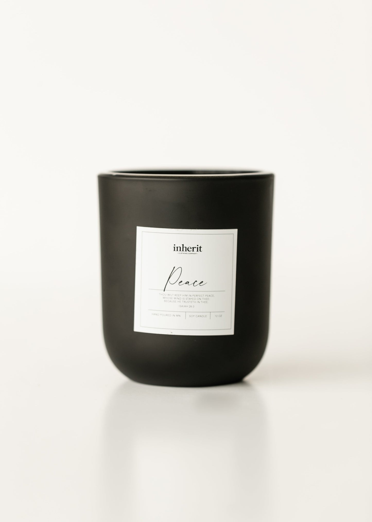 Black Glass Handpoured Soy Wax Candle Gifts Peace